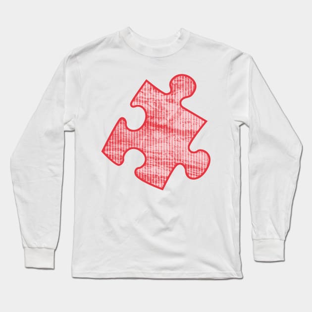 White stripes on red grunge puzzle Long Sleeve T-Shirt by hereswendy